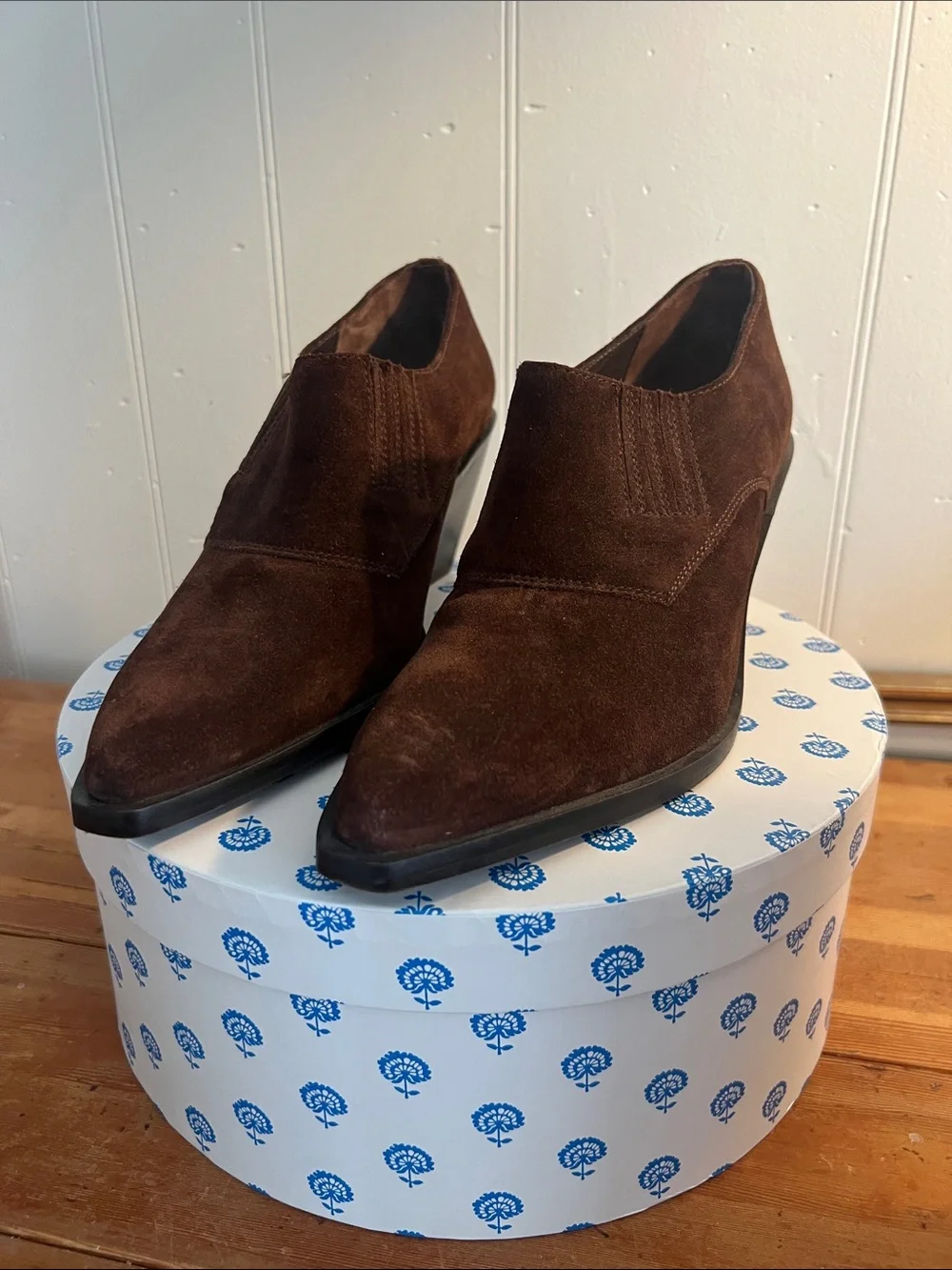 Seychelles Brown Suede Pointed Wedge Booties